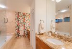 The fully remodeled master bathroom has everything you need to melt into your dream vacation